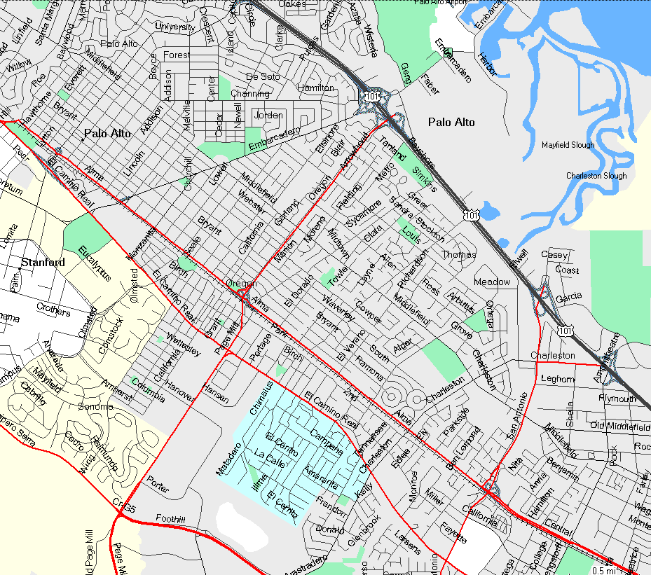 Map of Palo Alto's Barron Park Neighborhood