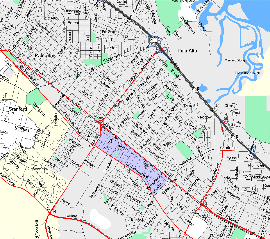 Map of Palo Alto's Ventura Neighborhood