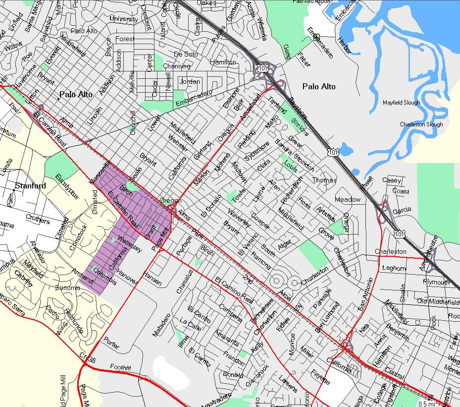 Map of Palo Alto's College Terrace Neighborhood