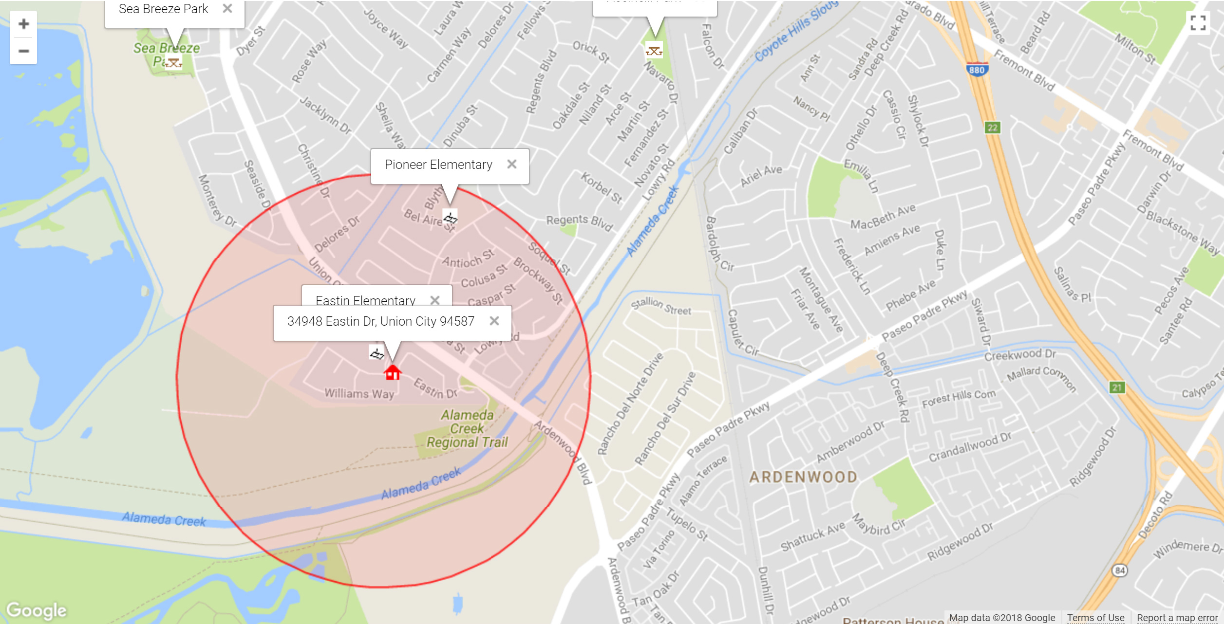 Map of attractions near 34948 Eastin Dr, Union City 94587