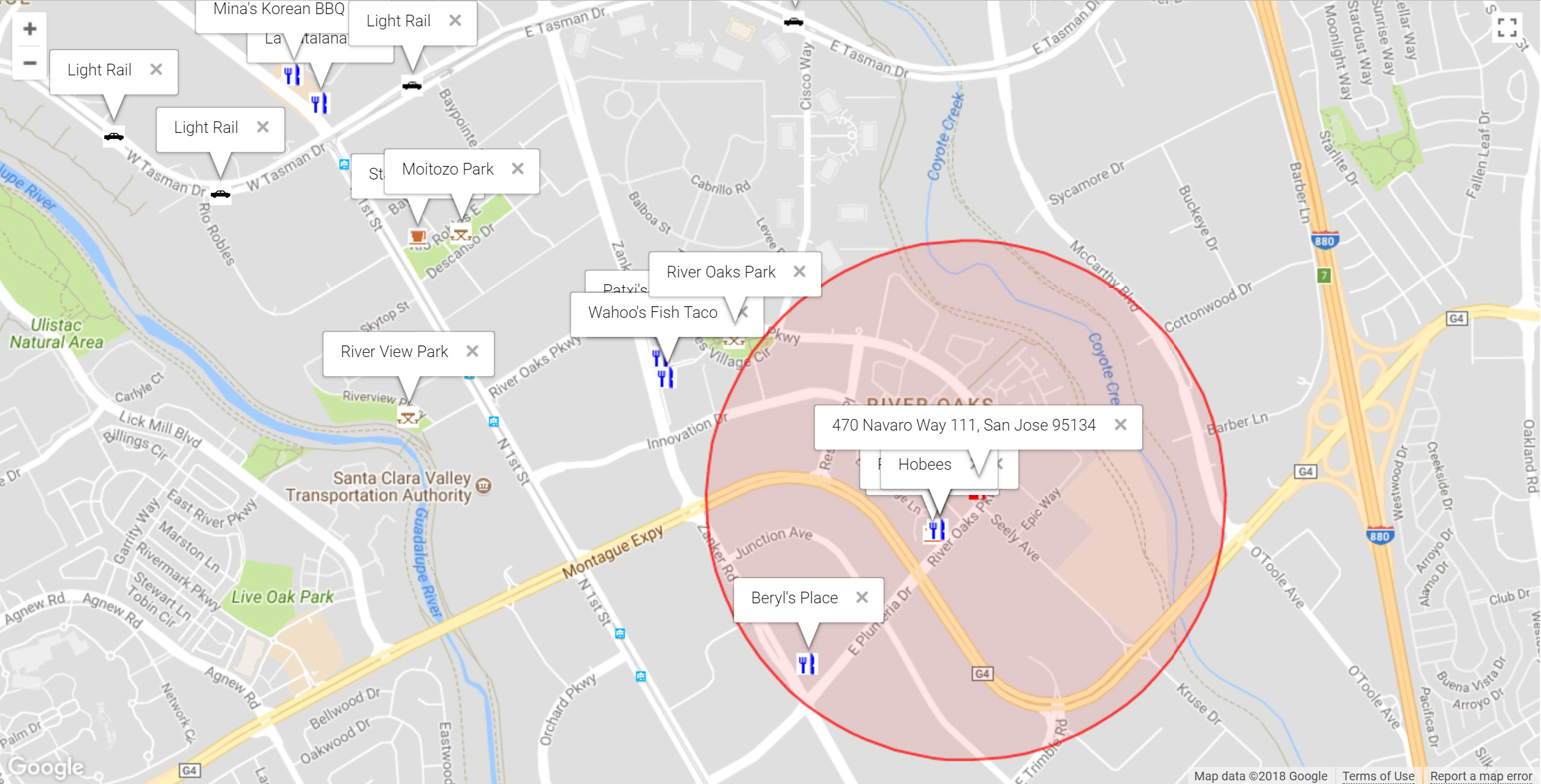 Map of attractions near 470 Navaro Way 111, San Jose 95134