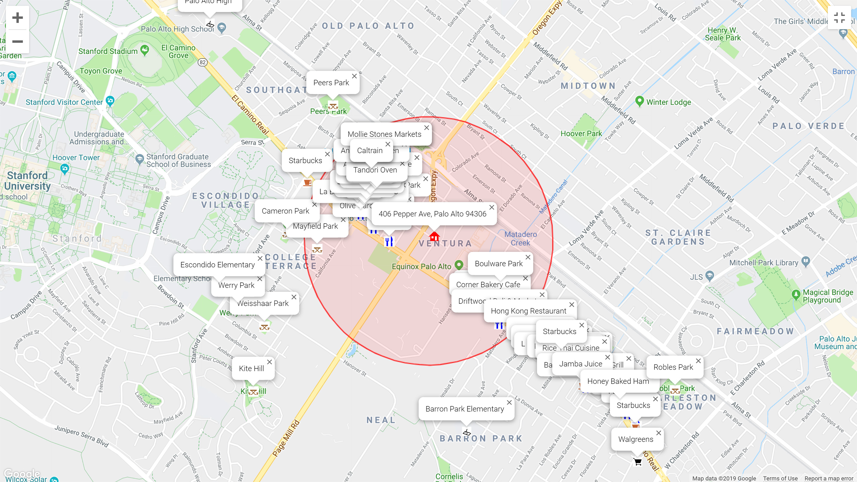 Map of attractions near 318 S Grant St 1a, San Mateo 94401