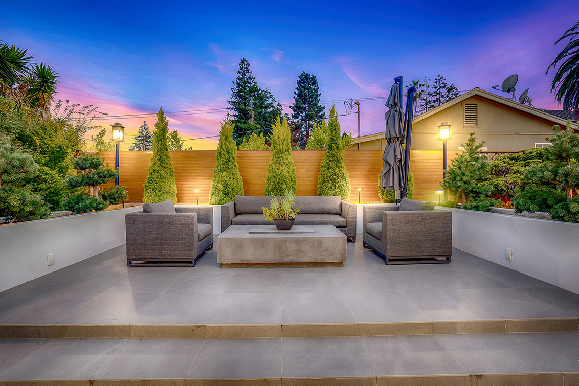 Patio Twilight (B) picture - 686 Spargur Dr, Los Altos 94022