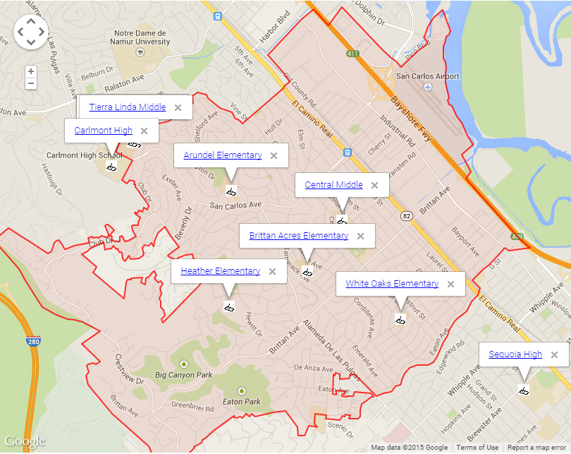 Map of San Carlos Schools